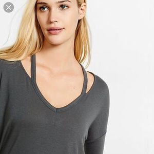 Grey cold shoulder top